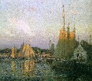 Wilson Irvine Evening in the Harbor Norge oil painting reproduction